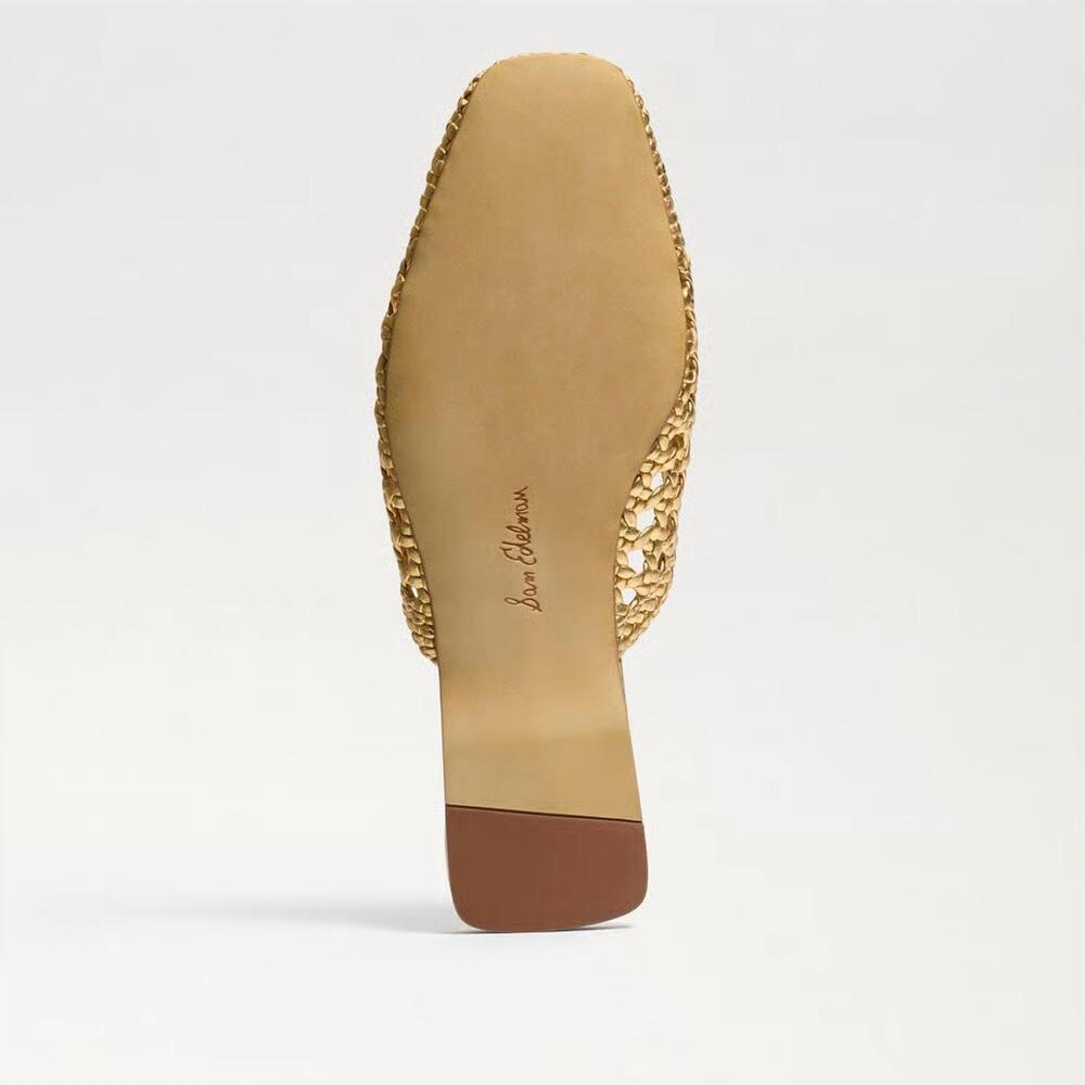 NEW SAM EDELMAN women's nola mule slide in gold leather - Picture 6 of 7